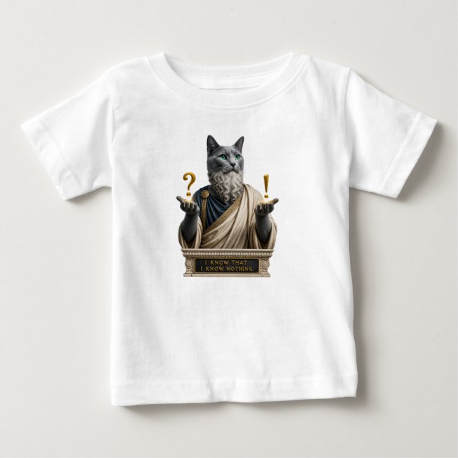 T-shirt Pour Bébé Chat Socrate Bleu Russe (Devant)