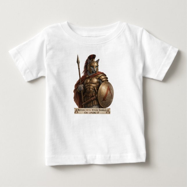 T-shirt Pour Bébé Chat Spartan Blue Russe (Devant)