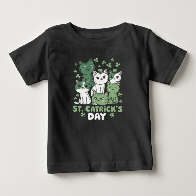 T-shirt Pour Bébé Chat St Patrick's Day Drôle Catrick's Day (Devant)