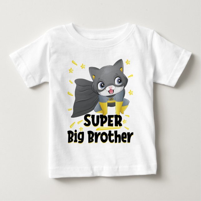 T-shirt Pour Bébé Chat Super-Héros en Costard Grand Frère (Devant)