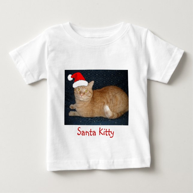 T-shirt Pour Bébé Chat Tabby Orange de Noël (Devant)