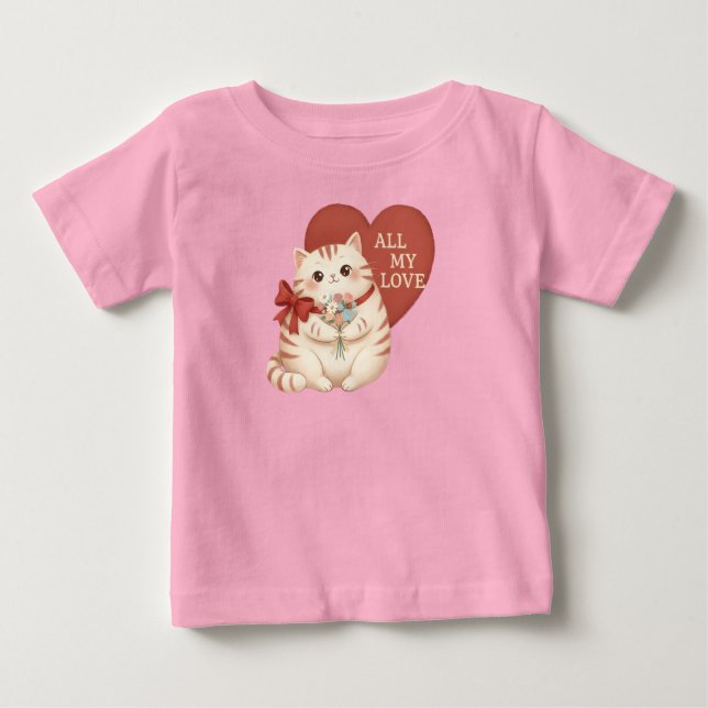 T-shirt Pour Bébé Chat Tabby Tout Mon Amour (Devant)