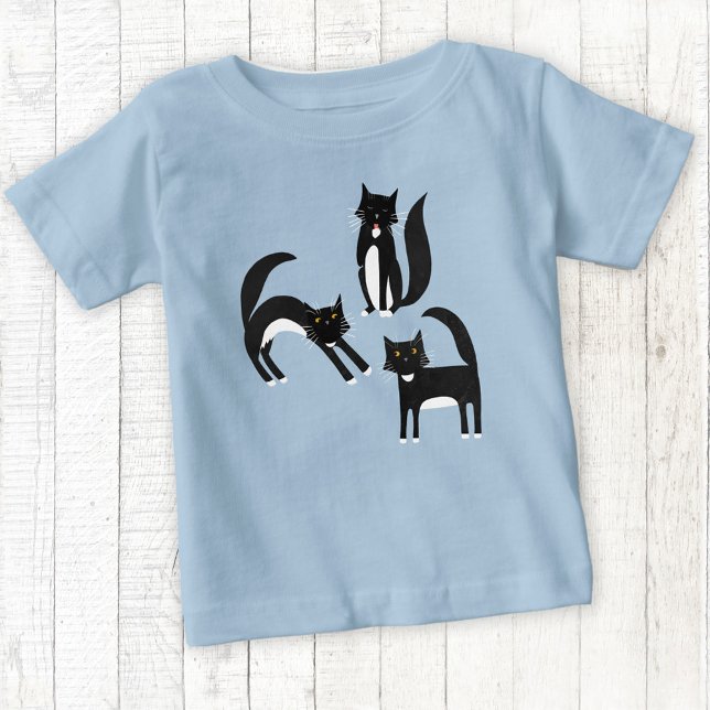 T-shirt Pour Bébé Chat Tuxedo noir et blanc (Black and white tuxedo cat t-shirt)
