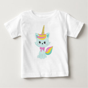 T-shirt Pour Bébé Chat Unicorne, Chat mignon, Petit Chat, Chat Bleu,