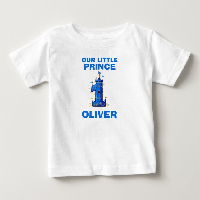 T-shirt Pour Bébé Château bleu royal pour le premier anniversaire (Devant)