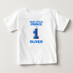 T-shirt Pour Bébé Château Bleu Royal Premier Anniversaire