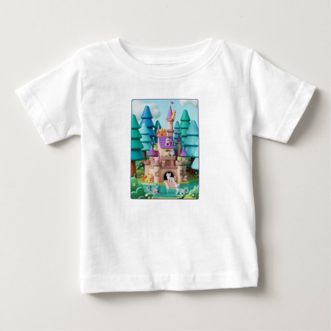T-shirt Pour Bébé Château de chat fantastique  (Devant)