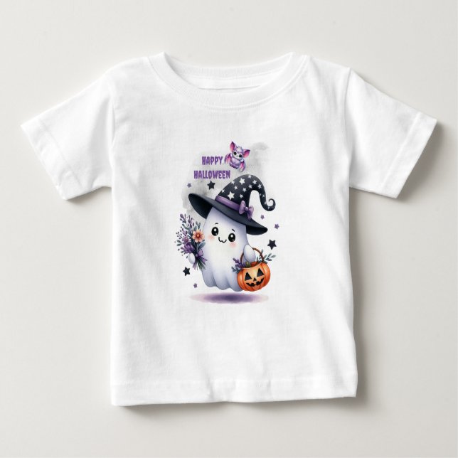 T-shirt Pour Bébé Château des sorcières d'Halloween (Devant)