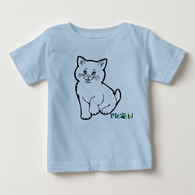 T-shirt Pour Bébé Chaton bleu  (Devant)