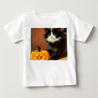 Chaton d'Halloween noir et blanc vintage