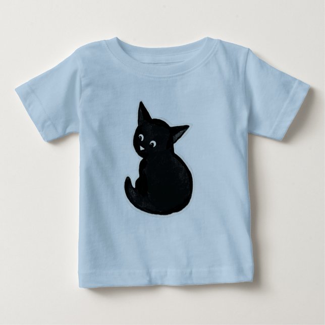 T-shirt Pour Bébé Chaton noir (Devant)