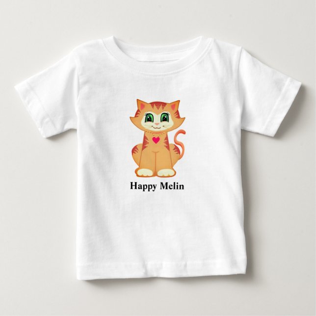 T-shirt Pour Bébé Chaton roux Melin heureux (Devant)
