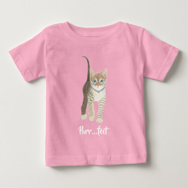 T-shirt Pour Bébé Chaton tigré rose (Devant)