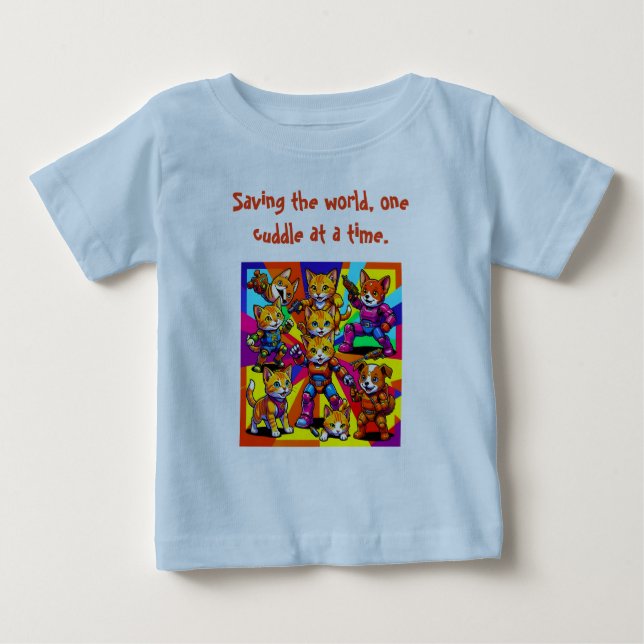 T-shirt Pour Bébé chatons - Chiots Coton Amusant (Devant)