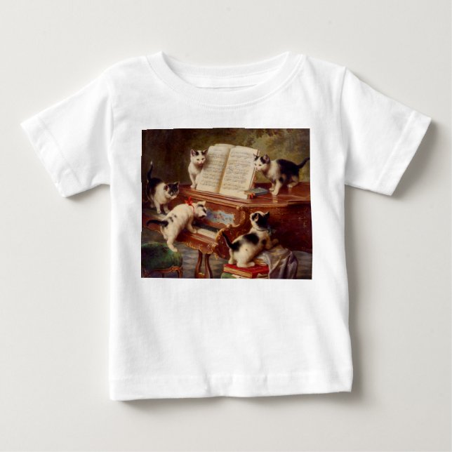 T-shirt Pour Bébé Chatons et piano (Devant)
