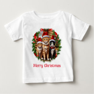 T-shirt Pour Bébé Chats de Noël