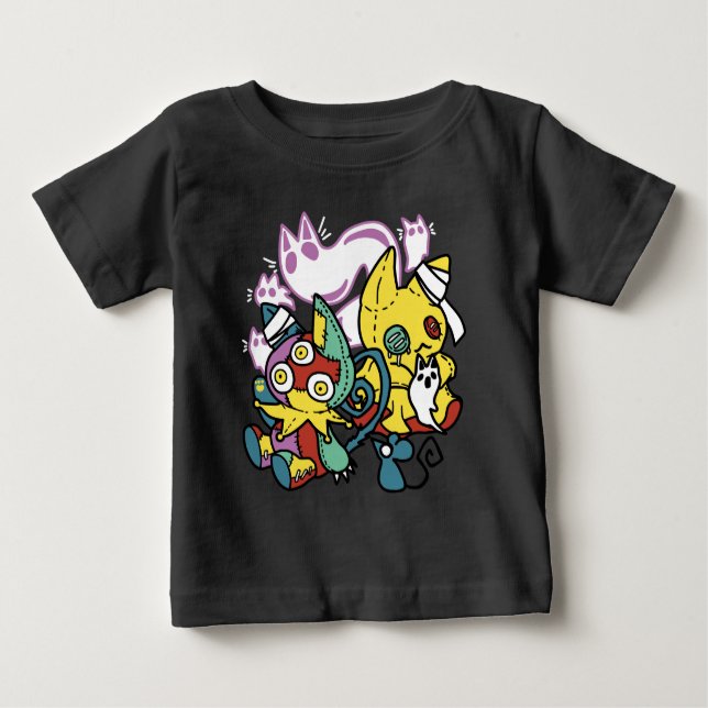 T-shirt Pour Bébé Chats déplaisants Halloween Art : Paw-sitly Fright (Devant)