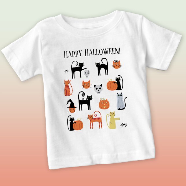 T-shirt Pour Bébé Chats d'Halloween Éffrayants (Fun Happy Halloween cat t-shirt)