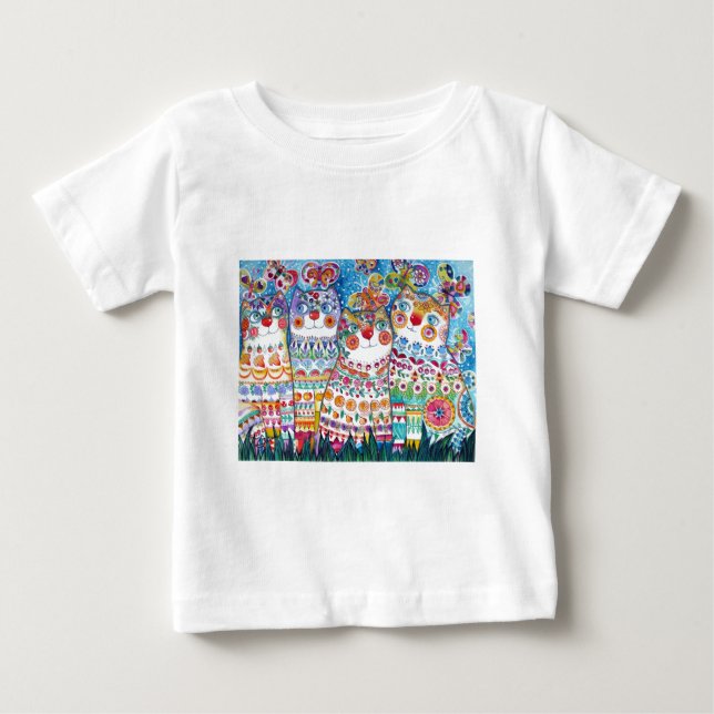 T-shirt Pour Bébé Chats heureux d'été (Devant)