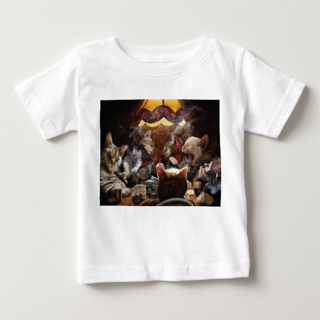 T-shirt Pour Bébé Chats jouant au poker (Devant)