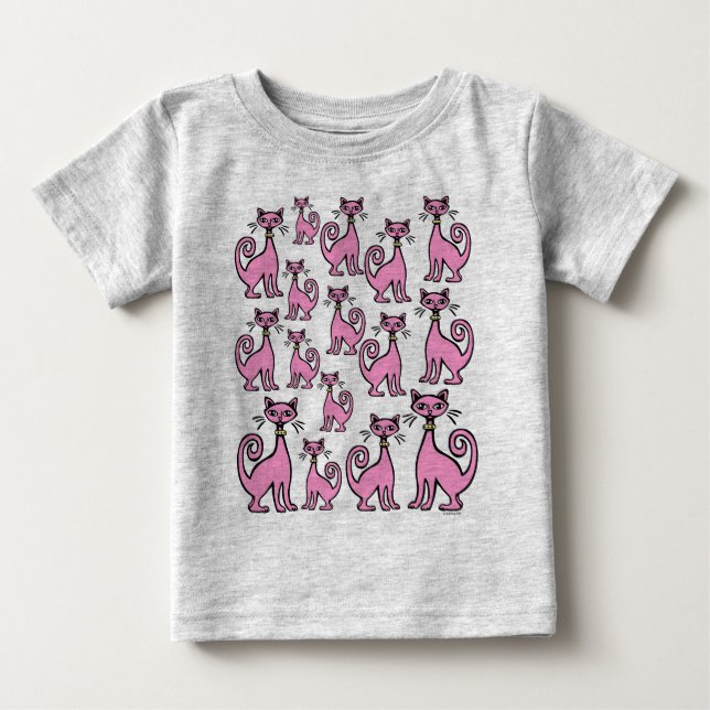 T-shirt Pour Bébé Chats Retro - Bébé - (design F&B) - Customisé (Devant)