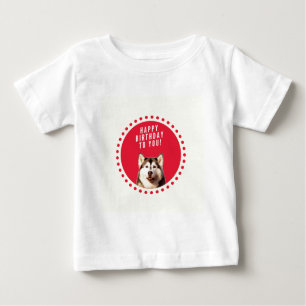 T-shirt Pour Bébé Chatte Sibérien Husky Chien Joyeux Anniversaire