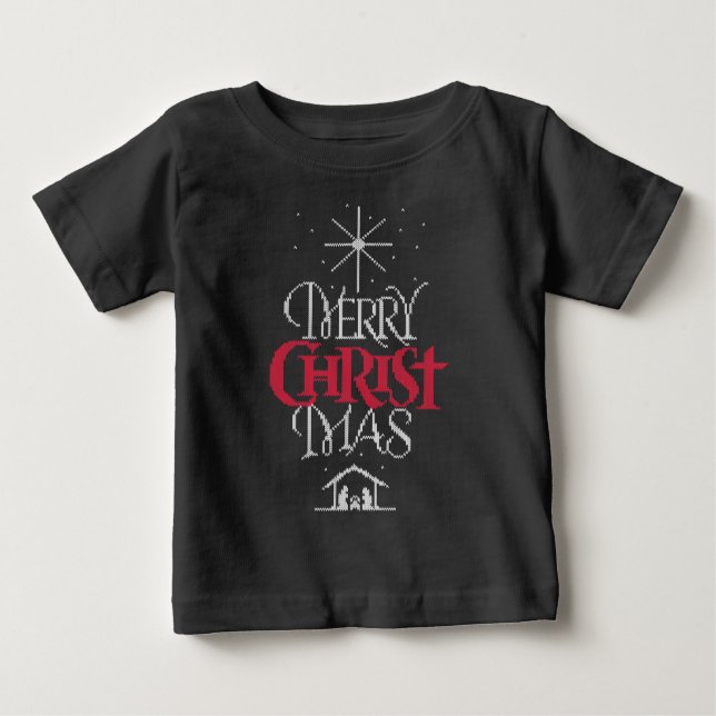 T-shirt Pour Bébé Chaud de Noël moche Chrétien Religieux Baby (Devant)