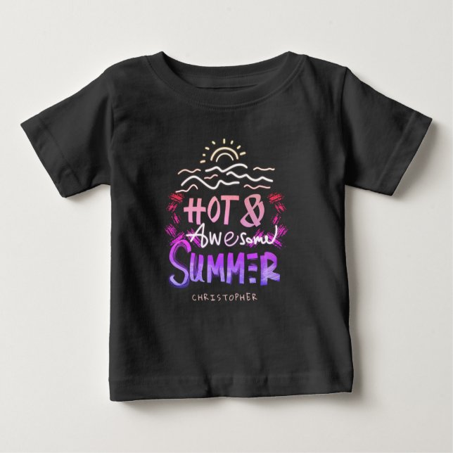 T-shirt Pour Bébé Chaud et merveilleux été Nom personnalisé (Devant)