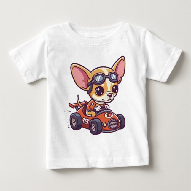 T-shirt Pour Bébé Chauffeur de voiture de course pour bébé mou Chihu (Devant)