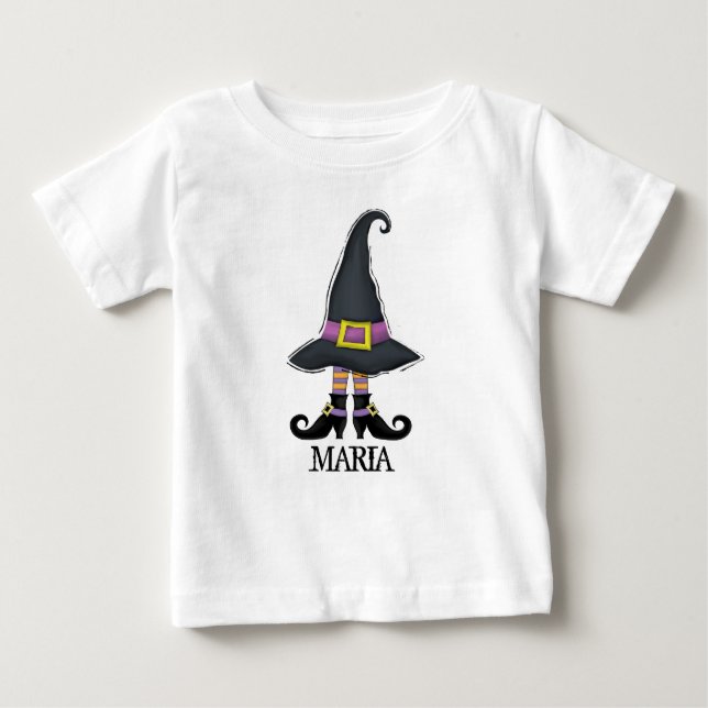T-shirt Pour Bébé Chaussures Chapeau de Sorcière Mignonnes et Fantai (Devant)