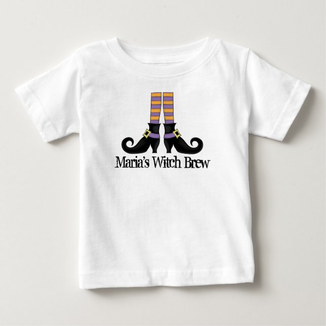 T-shirt Pour Bébé Chaussures drôles de sorcière mignonne pour Hallow (Devant)