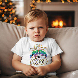 T-shirt Pour Bébé Cheerful Black Festive Penguin Igloo Christmas