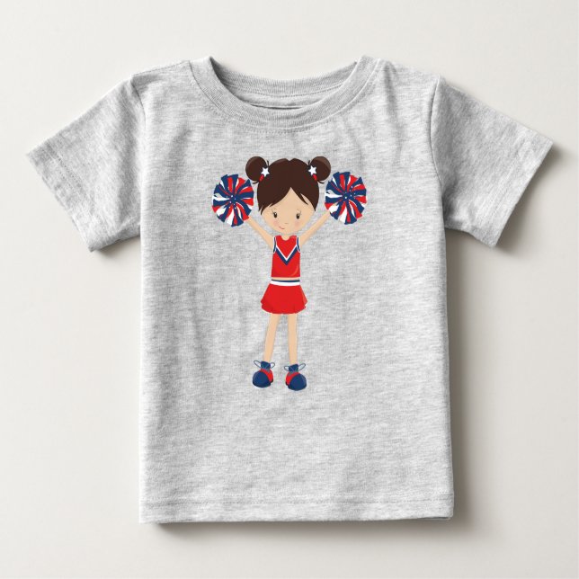 T-shirt Pour Bébé Cheerleaders, Jolie Fille, Cheveux Bruns, Cheerlea (Devant)