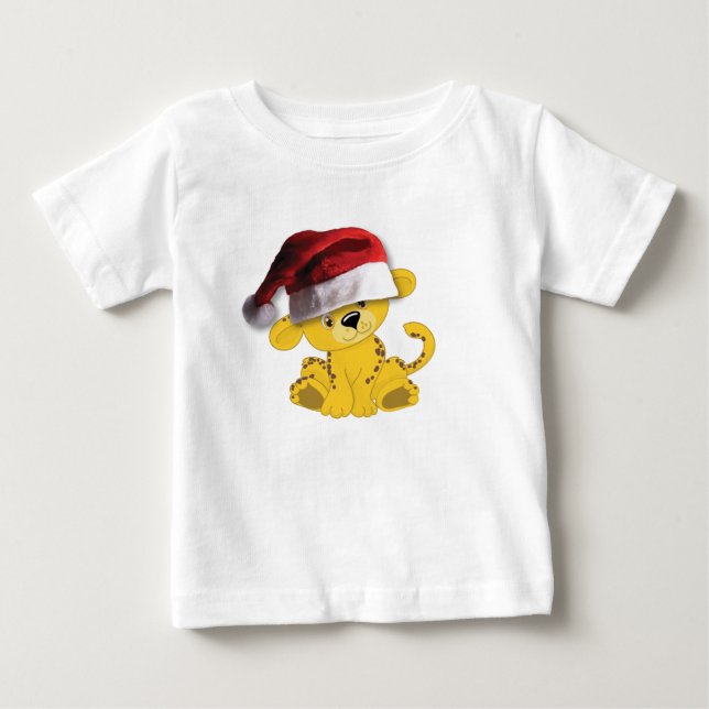 T-shirt Pour Bébé Cheetah bébé de Noël (Devant)