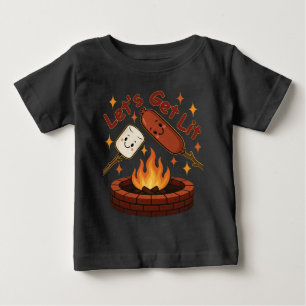 T-shirt Pour Bébé Cheminée Let’s Get Lit – Mignonne Guimauve & Hot D