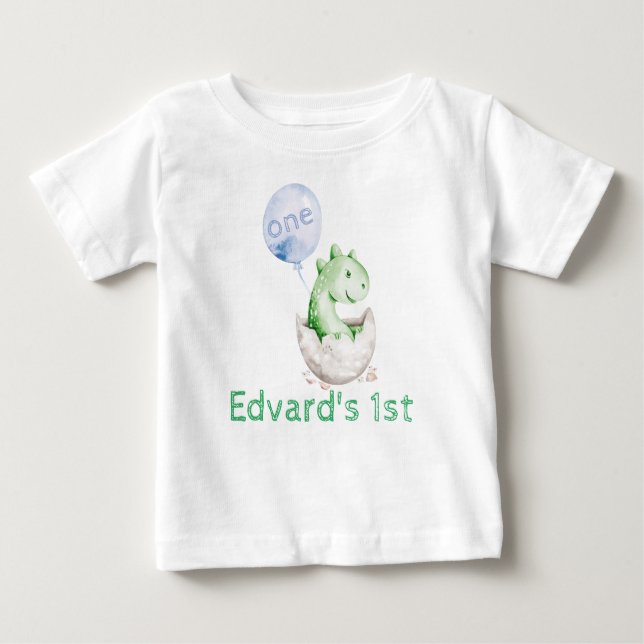 T-shirt Pour Bébé Chemise 1er anniversaire Garçon Dinosaure (Devant)