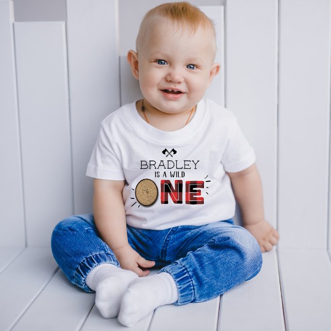 T-shirt Pour Bébé Chemise à carreaux rustique pour garçon 1er annive (Créateur téléchargé)