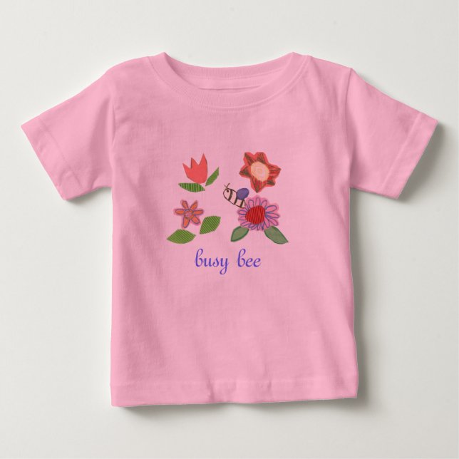 T-shirt Pour Bébé Chemise abeille occupée rose (Devant)