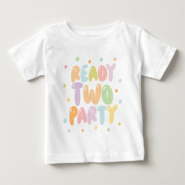 T-shirt Pour Bébé Chemise anniversaire 2 ans prête à faire la fête (Devant)