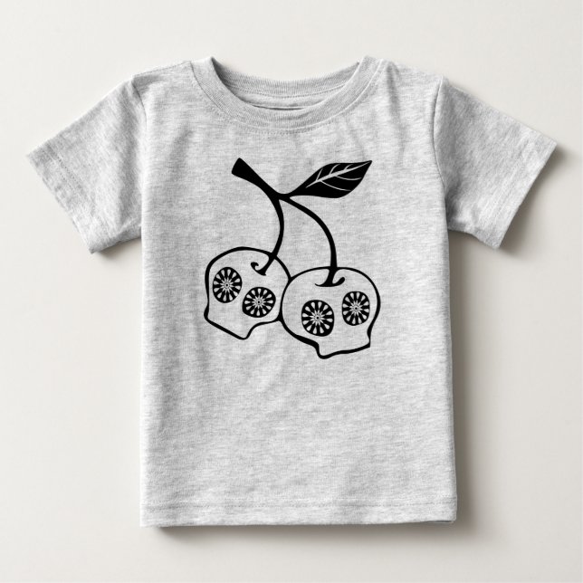 T-shirt Pour Bébé Chemise Apple crâne florale (Devant)