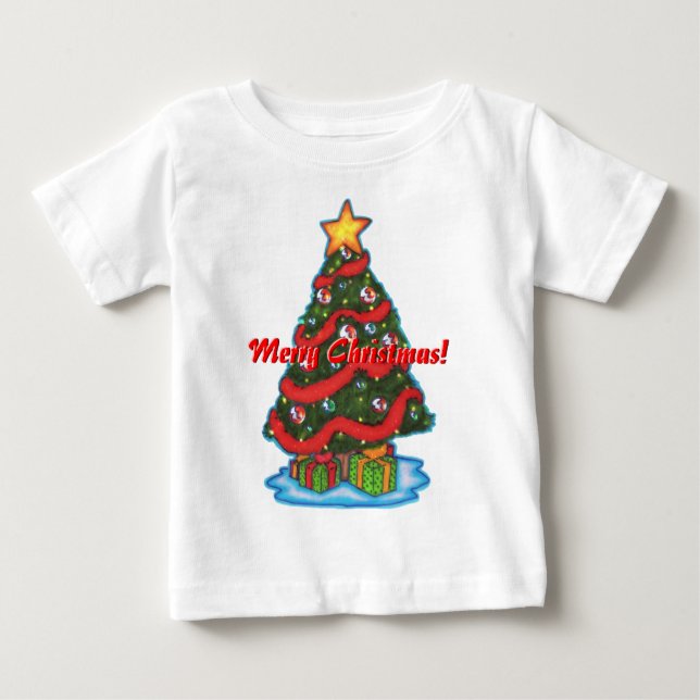 T-shirt Pour Bébé Chemise Arbre de Noël (Devant)