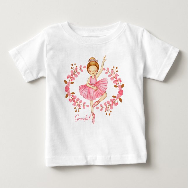 T-shirt Pour Bébé Chemise Ballerina Rouge-Tête Graceful (Devant)