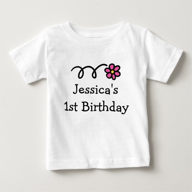 T-shirt Pour Bébé Chemise bébé 1er anniversaire | Nom de fille perso (Devant)