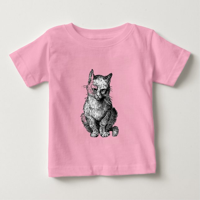 T-shirt Pour Bébé Chemise bébé animal chat mignon Grincheux (Devant)