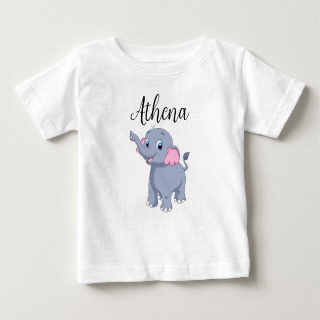 T-shirt Pour Bébé Chemise bébé avec nom personnalisable et éléphant (Devant)