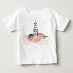 T-shirt Pour Bébé Chemise bébé fusée décollage nuage coloré