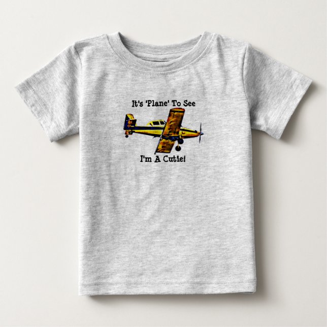 T-shirt Pour Bébé Chemise bébé mignonne avion Pun Art (Devant)
