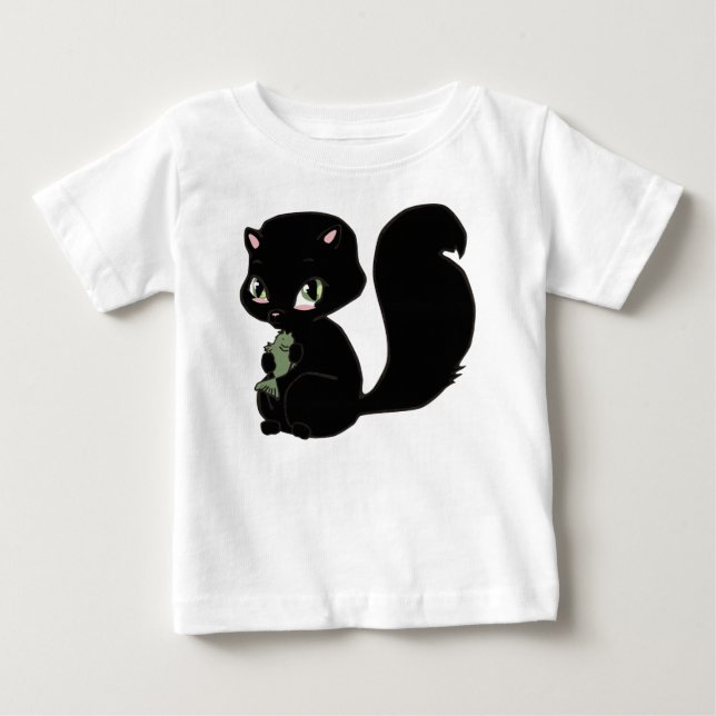 T-shirt Pour Bébé Chemise bébé mignonne Black Kitty (Devant)
