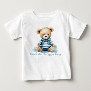 T-shirt Pour Bébé Chemise bébé ours en peluche bleu nom personnalisé