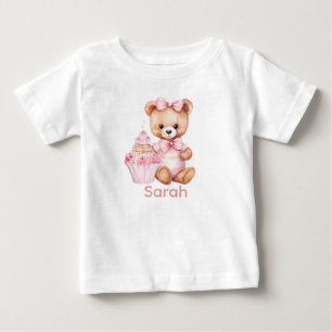 T-shirt Pour Bébé Chemise bébé Ourson Rose personnalisée